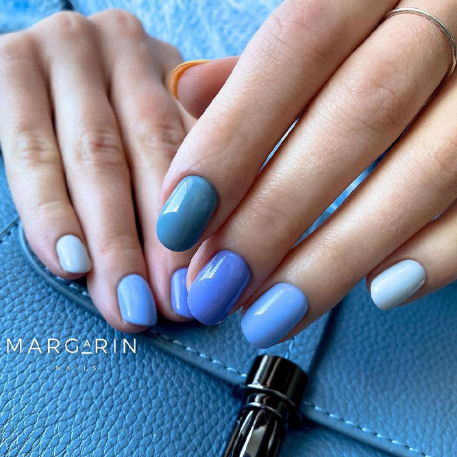 Light Blue Gradient Nails