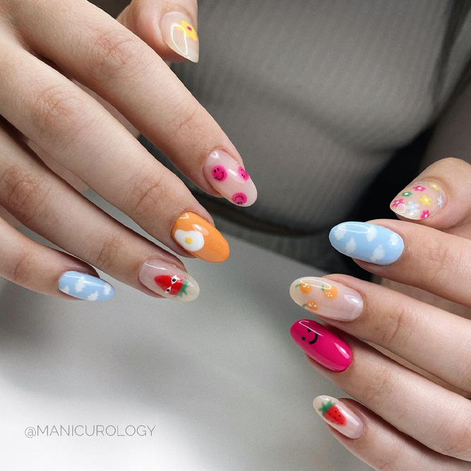 Blue And Pink Nails Designs