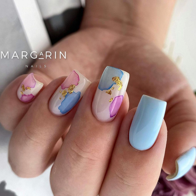 Baby Blue And Pink Nails
