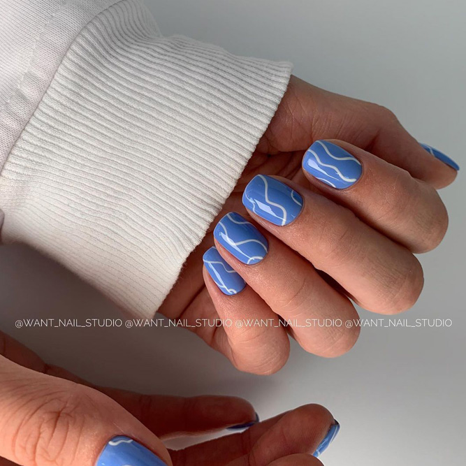 Abstract Pattern Baby Blue Nails