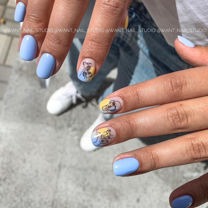 Abstract Baby Blue Nails