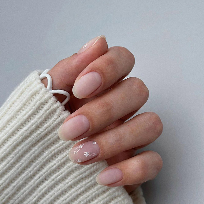 Clear Nails with One Finger Accent