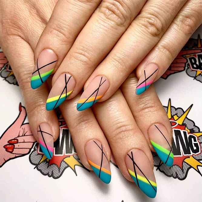 Triangle Rainbow Nails Design