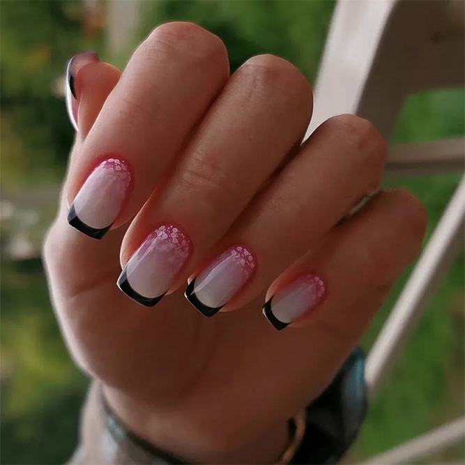Black French Ombre Nails