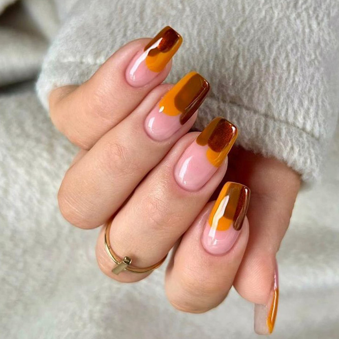 Orange with Brown Nails
