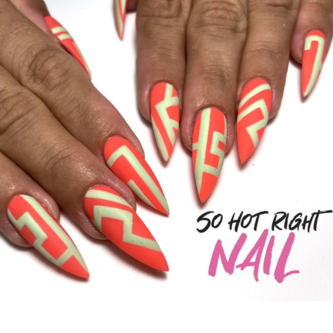 Neon pink and orange nails | Orange nail designs, Orange acrylic nails,  Neon orange nails