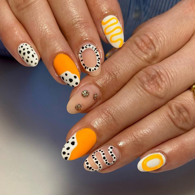 Orange Mix with Other Colors For Nails