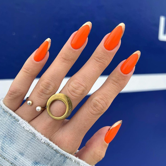 French Orange Nails Designs