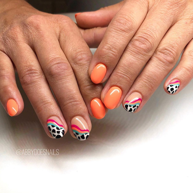 Pastel Orange Short Nails