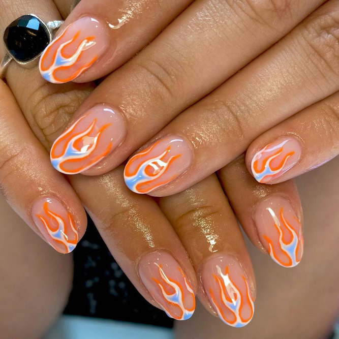 Orange Blue Nails
