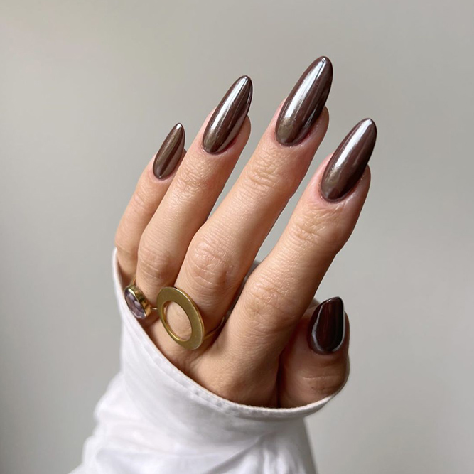 Metallic Grey Nails To Match with Dress