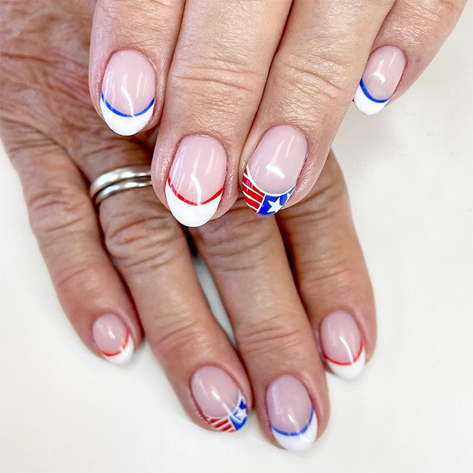 French Manicure for 4th of July