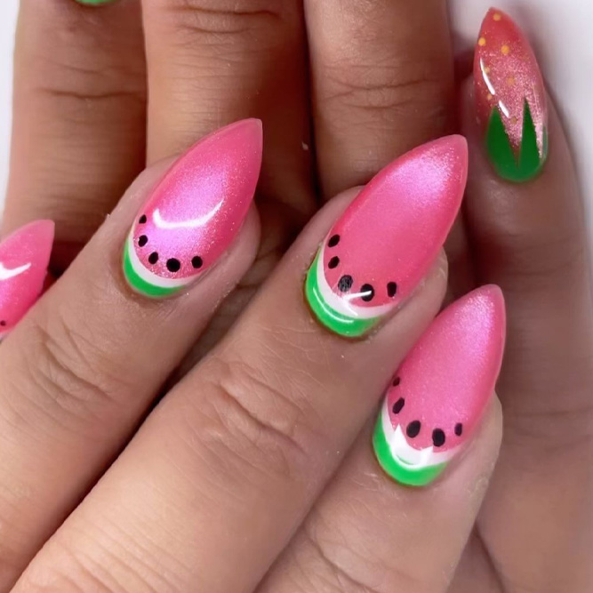 Pink Cat Eye Nails