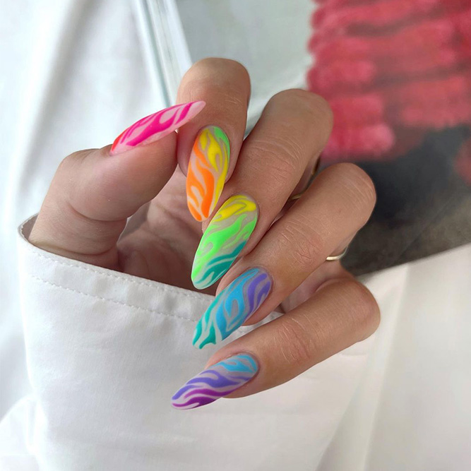 Rainbow Ombre Summer Nails