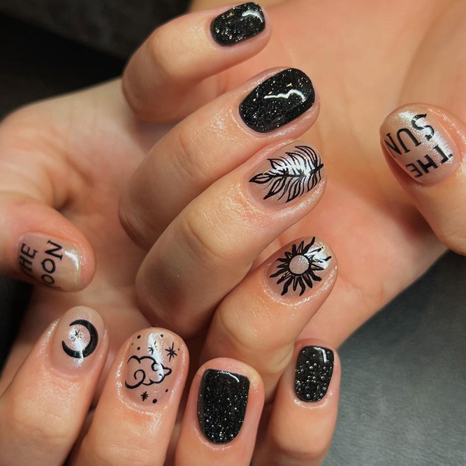 Lovely Sun and Moon Nail Designs
