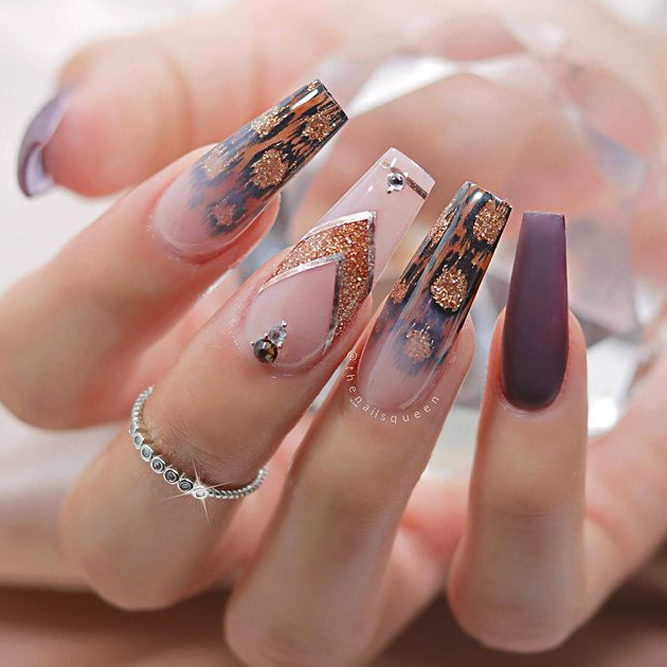 Leopard Print on Coffin Nails