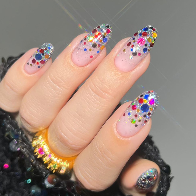 Polka Dot Glitter Nails
