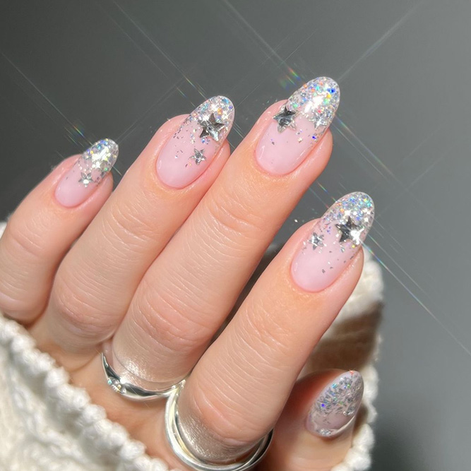 Starry Glitter Ombre Nails