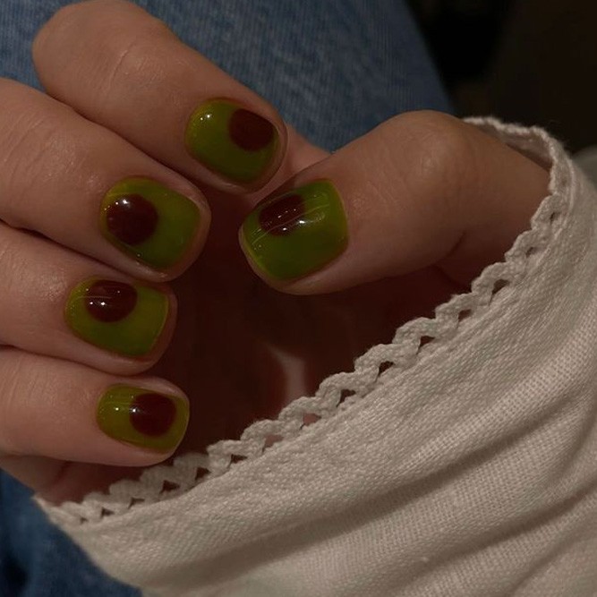 Forest Green Short Nails
