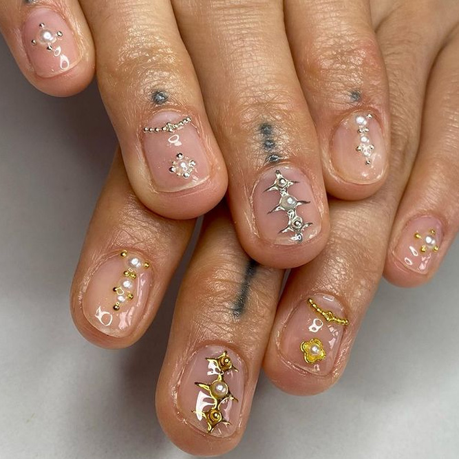Jewels on Short Nails