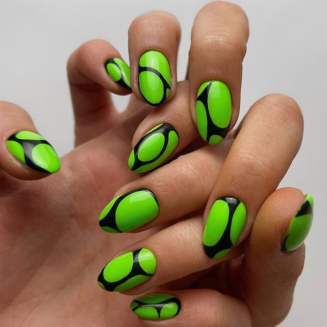 Neon Green Short Almond Nails