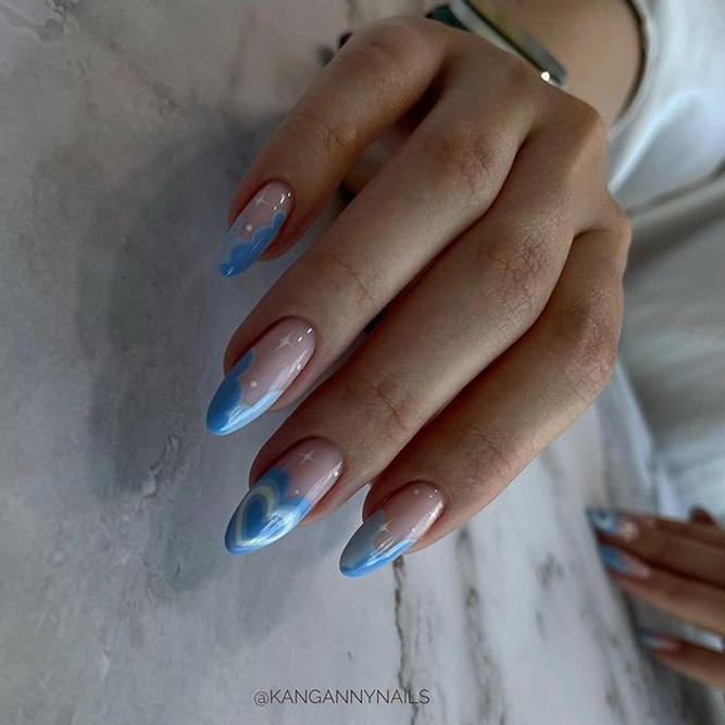 Sky Blue Almond Nails