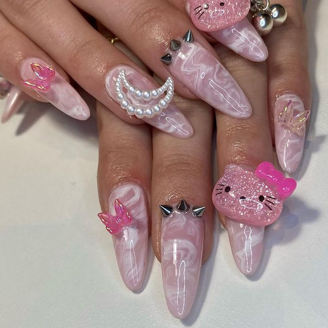 Hello Kitty Halloween Nails Art