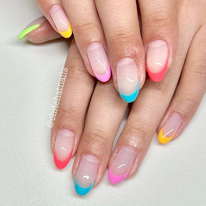 Pastel French Oval Nail Art