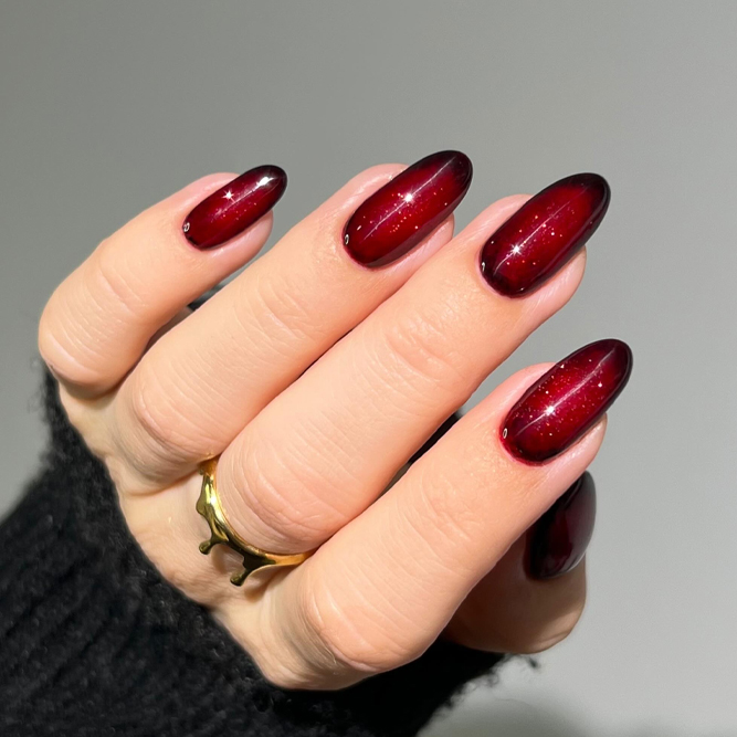 Sparkling Red Ombre Nails