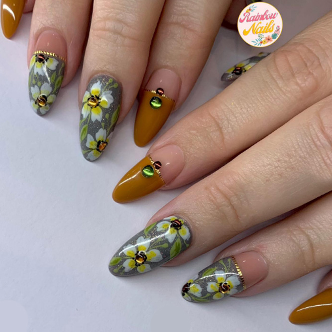 Autumn Flowers Nails