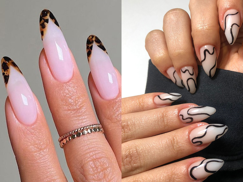 50 Eye-Catching Nail Art Designs : Black and White Double French Nails