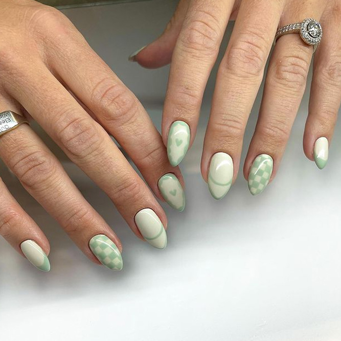 Soft Green Almond Nails Art