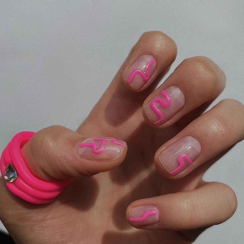 3D Pink Minimalist Nails