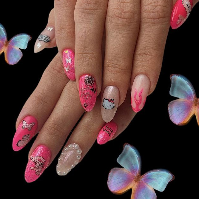 Hello Kitty Pink Nails