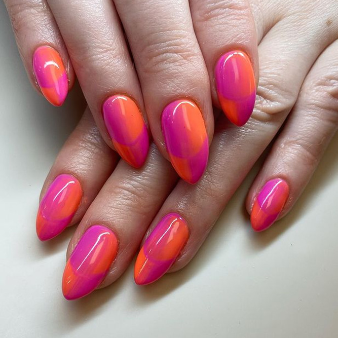 Orange Pink Ombre Nails