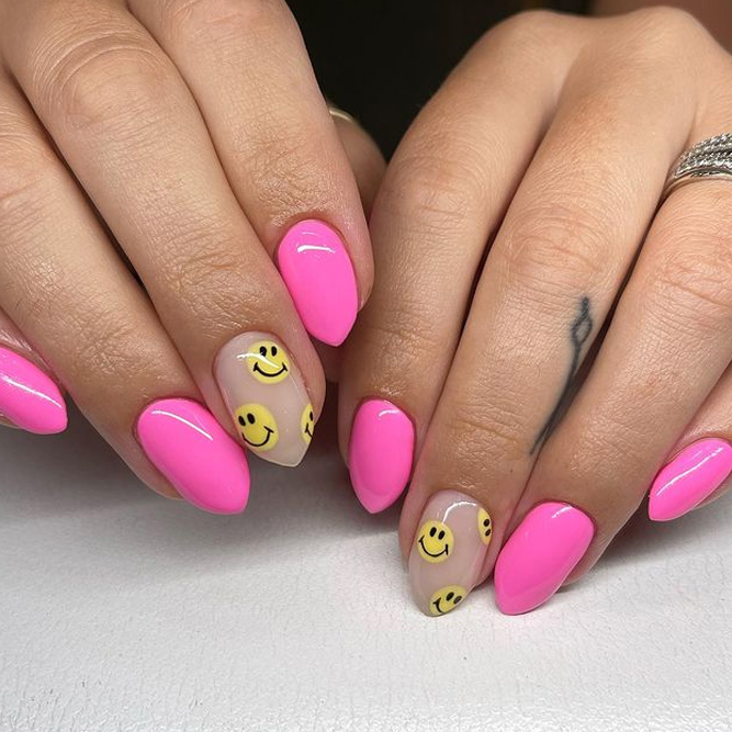 Barbie Pink Nails with Smiles