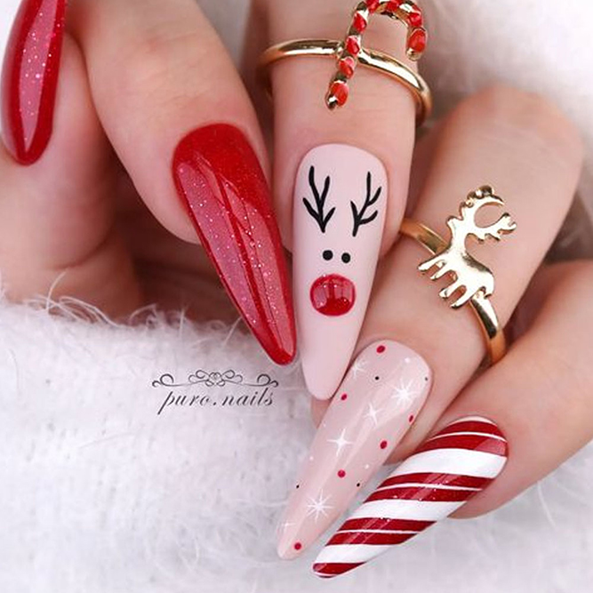Christmas Winter Nails with Deer