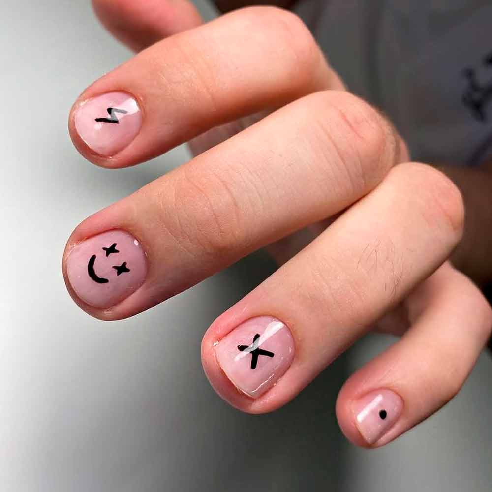 Super Short Acrylic Nail Art 
