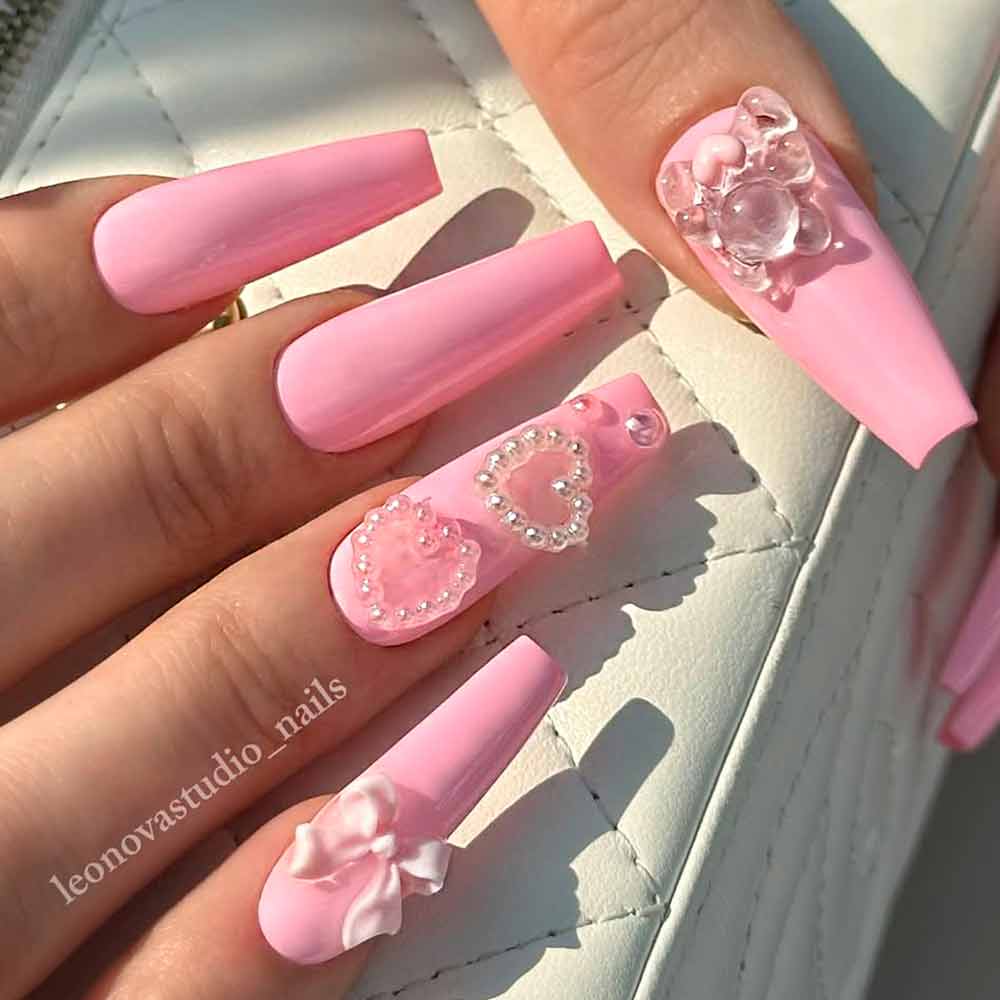 Pink Stiletto Summer Nails 
