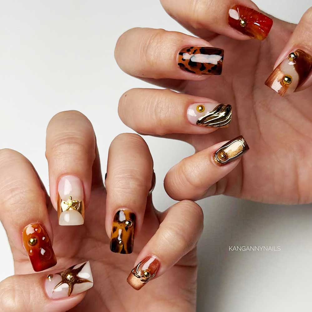 Abstract Nails Design To Salute The Autumn #fallnails #fallmanicure #naildesigns