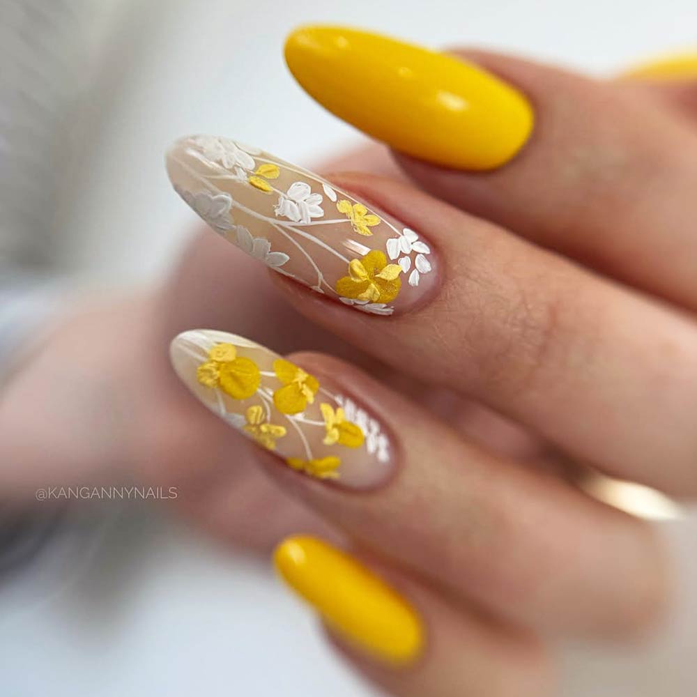 Mustard-Yellow Nails #nailcolors #fallnails #fallmanicure